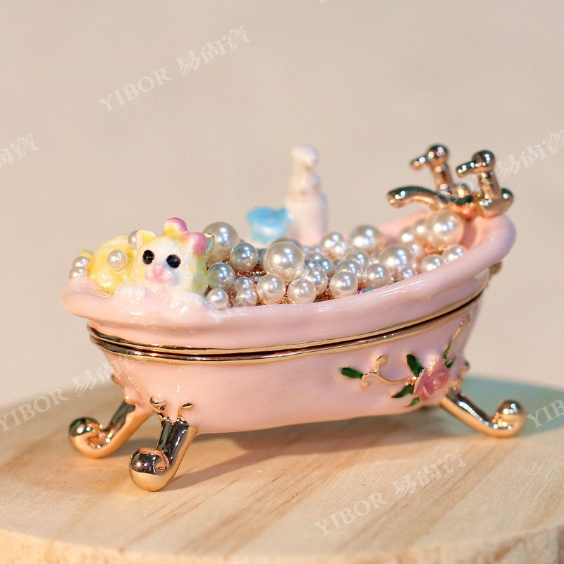 易尚宝珐琅彩首饰盒浴缸奢可爱泡泡粉色摆件小礼品轻批发礼物欧式