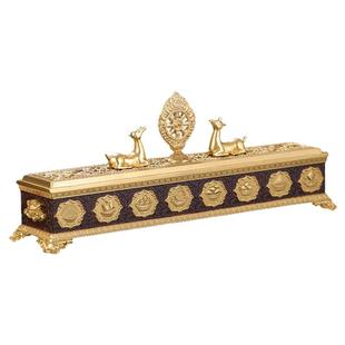 黄铜卧香炉供奉藏式家用室内熏香茶道密宗摆件八吉祥檀香线香香炉