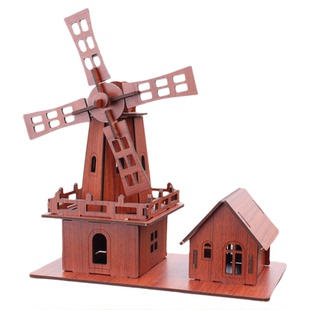 儿童组装积木立体拼图建筑模型手工拼装DIY木质房子益智动脑玩具