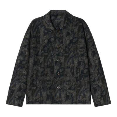 【暗纹哑光质感】Unvesno(UN)静奢中古呢绒暗纹腰果花短款夹克