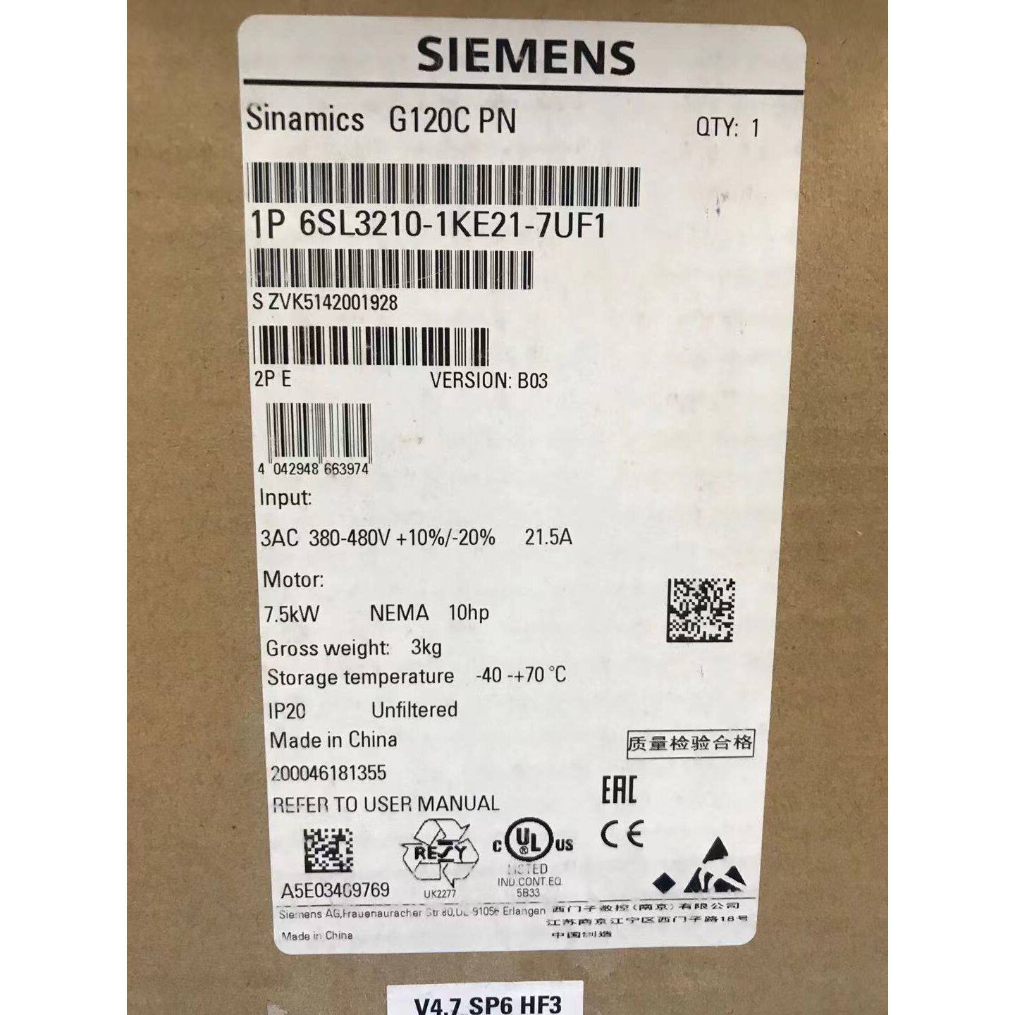 议价西门子变频器6SL3210-1KE21-7UF1全新原装正品 质量保证 现货