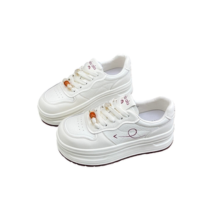 真皮厚底小白鞋女2026春季新款韩版轻便百搭时尚串珠增高休闲鞋女