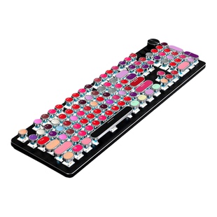 口红色系电镀朋克复古圆形多彩机械键盘通用104键帽(键帽非键盘)