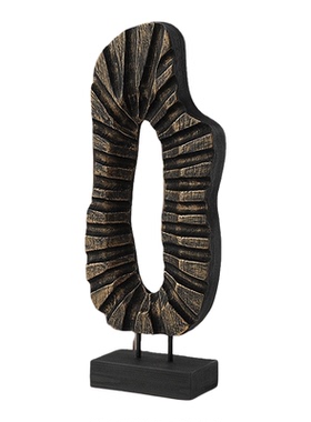 侘寂风实木套环木雕塑软装饰品