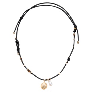 马君妍同款lost in echo春夏新款皮绳可调节天然珍珠项链毛衣链女