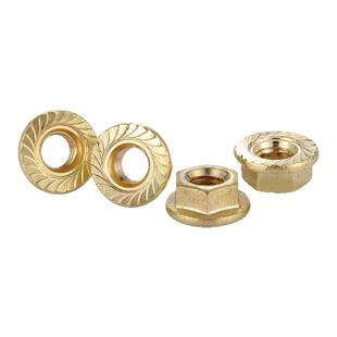 H62黄铜法兰螺母带齿防松螺帽防滑带垫螺丝帽表面净M3M4M5M6M8M10