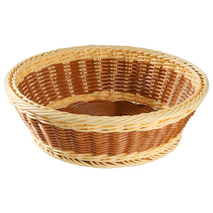 塑料仿藤编果盘 中式年货干果糖果盘餐厅蔬菜水果盘杂物家用箩筐