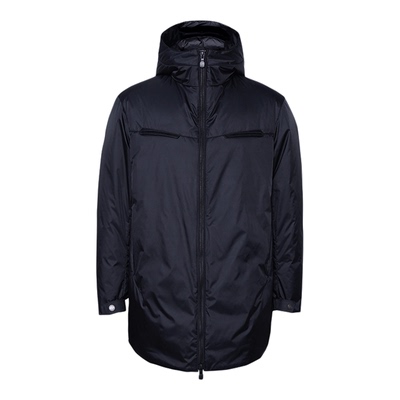 冬连帽尼龙鹅绒风衣羽绒服中长款