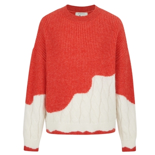 【自在新年】phkarin绵羊毛混纺红白拼色福鱼软糯套头毛衣冬通勤