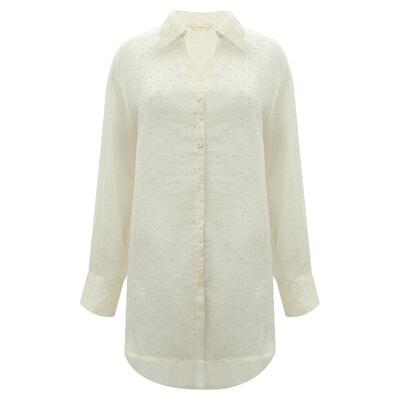 COCOBELLA[璀璨星河]轻奢风重工烫钻肌理衬衫宽松气质上衣SR3036