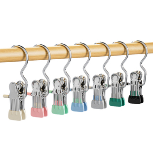 家用无痕裤夹子不锈钢多功能带挂钩裤子收纳神器单个衣架防风衣柜