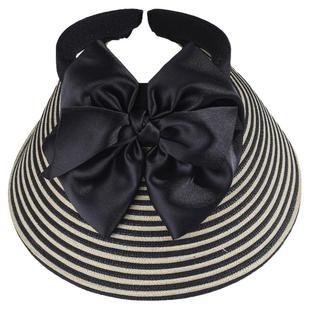 弗弗西FFX夏奈的花园蝴蝶结空顶防晒帽子女大檐条纹2025户外遮阳