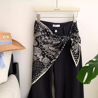 韩国腰果花三角巾屁帘女叠穿配饰牛仔裤腰带装饰腰间丝巾搭配裙子