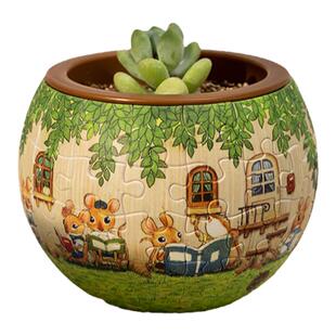 3D-JP盆栽拼图80片多肉植物小花盆SMART咕叽鼠的快乐读书会K1023