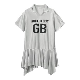 GOODBAI athletic GB logo印花翻领拼接oversize短袖不规则连衣裙