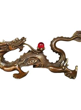 黄铜祝福铜龙书房笔架摆件