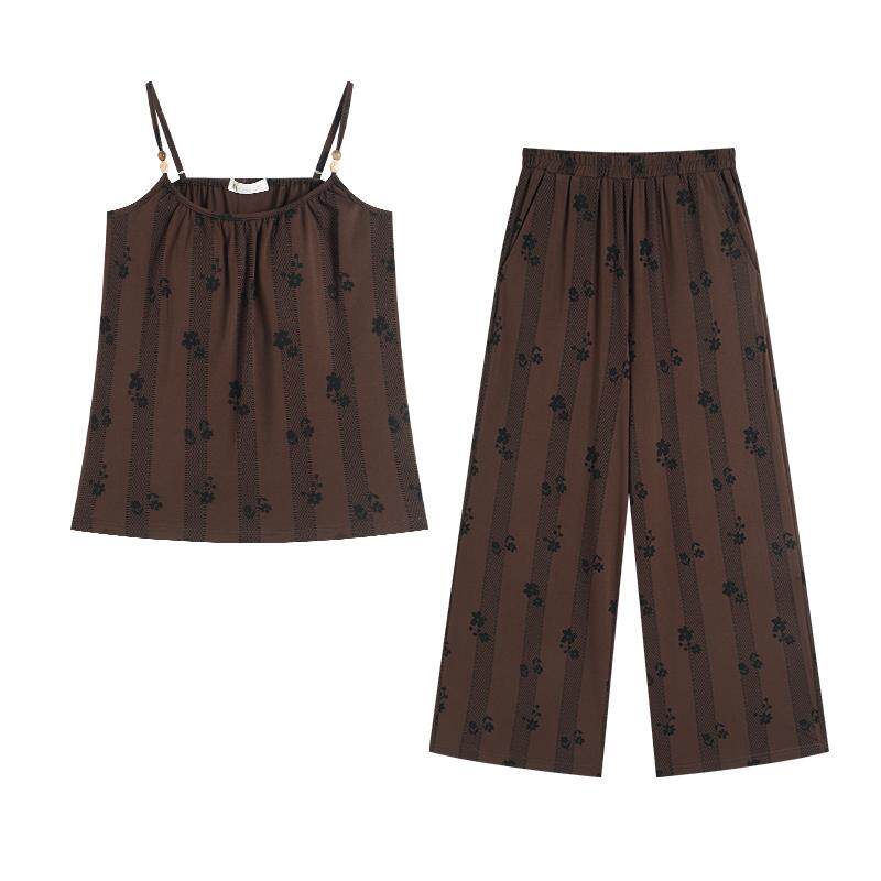 夏季柔软棉复古度假风家居服套装