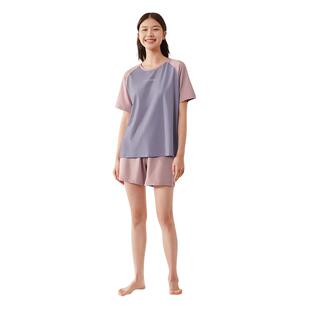 林卡夏季薄款女款睡衣棉莫圆领套头性感情侣男士家居服套装可外穿