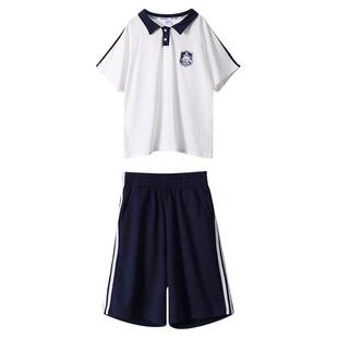 女童套装夏季网红大童学生班服学院风短袖时髦夏装儿童运动两件套