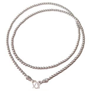 佛牌链子泰国古天乐款S925银扣圆珠项链铂金色男女士三两挂链吊坠