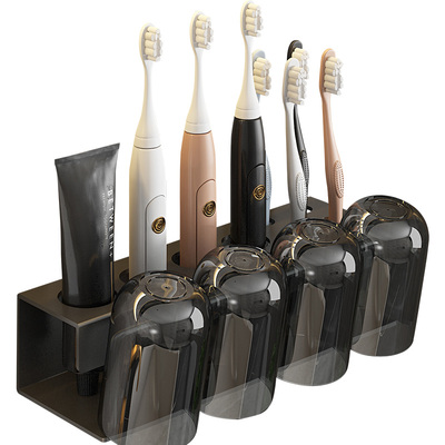 枪灰电动牙刷架漱口杯牙杯免打孔