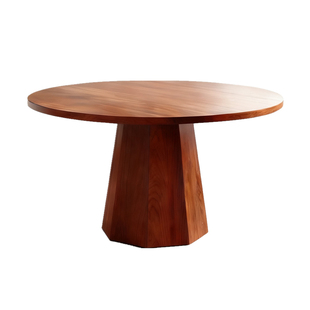 南美黑胡桃木实木圆形餐桌椅组合家用小户型中古风饭桌圆桌带转盘