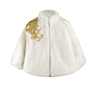 Colado儿童公主披肩毛绒外套白色小披风高端女童礼服宝宝斗篷冬季