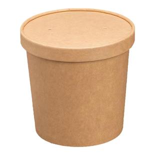 一次性牛皮纸粥桶汤桶汤杯粥碗甜品加厚圆形带盖外卖打餐盒可定制