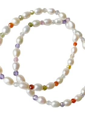 天然淡水珍珠轻奢彩色手链礼物女