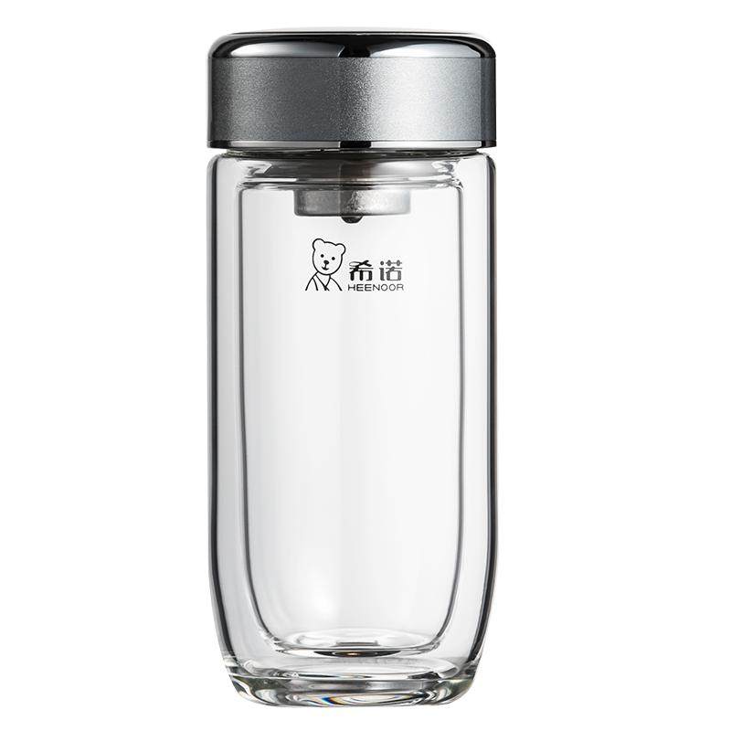 希诺正品高档茶杯双层抗菌玻璃杯