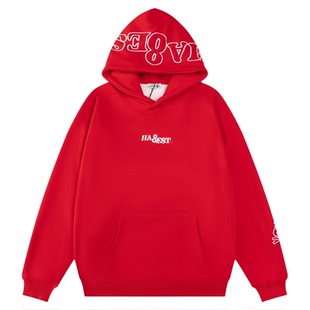 Amoeba原创国潮字母刺绣加绒连帽卫衣美式街头新款百搭情侣帽衫