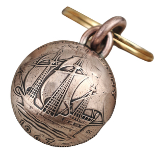 【币风堂】新奇特英国半便士帆船小圆铃铛挂件可做钥匙扣饰品挂件