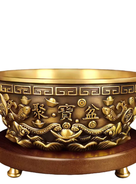 纯铜聚宝盆摆件招财沈万三同款