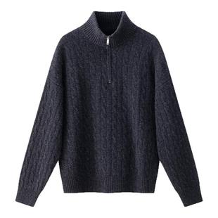 重磅加厚！Lagur极简Row风复古麻花毛衣立领拉链套头羊毛衫女冬季