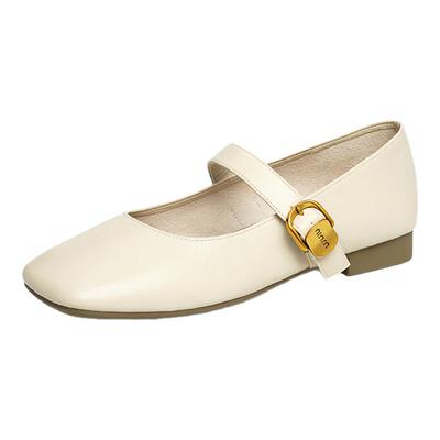 红蜻蜓玛丽珍鞋2025新款女鞋舒适平底皮鞋超软法式白色单鞋女鞋子