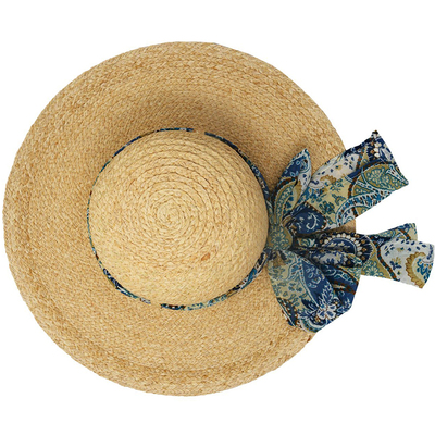 女士大檐遮阳编织度假防晒帽