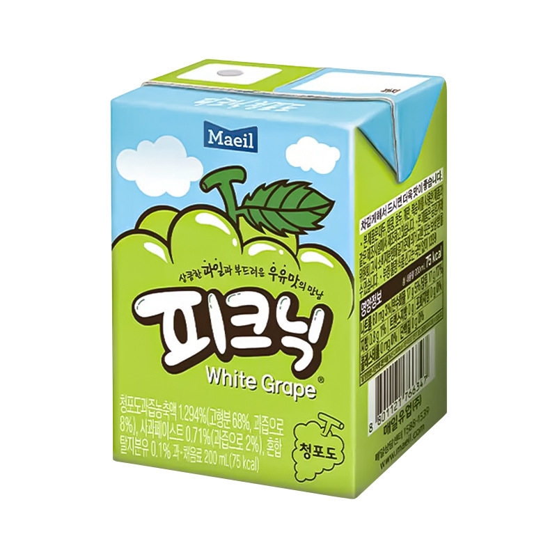 韩国原装进口Maeil/每日必口利白葡萄/苹果味果汁饮料200ml*24盒