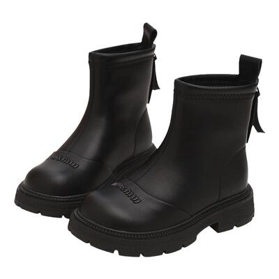 真皮女童靴子儿童单靴二棉马丁靴