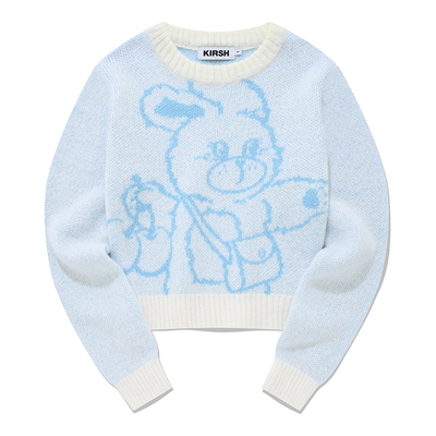 樱桃KIRSH 短款樱桃韩版兔图案毛衣女秋冬甜美套头针织衫少女