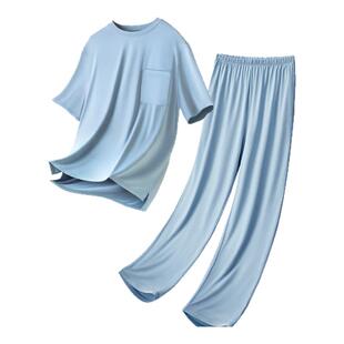 莫代尔睡衣套装男士2026新款冰丝大码长裤夏天短袖高端薄款家居服