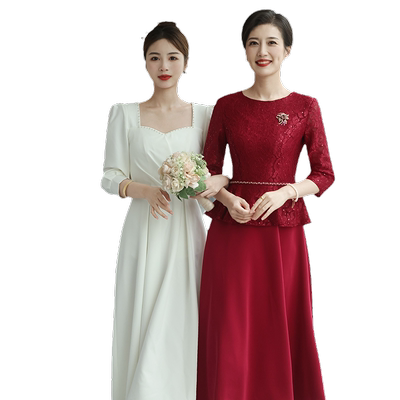 高端大气婚宴妈妈装假两件旗袍裙