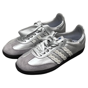 野象丝绸鞋带适用阿迪samba德训鞋板鞋白银灰色diy款绸缎加宽丝带