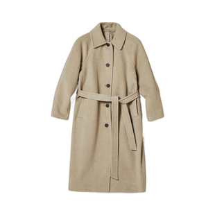 【含绵羊毛】SPAO韩国同款25年冬季新品中长款翻领老钱风毛呢大衣