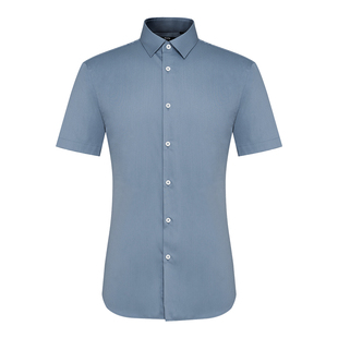 BONI/堡尼新品商务短袖衬衫时尚修身男衬衣休闲上衣GN369A03B