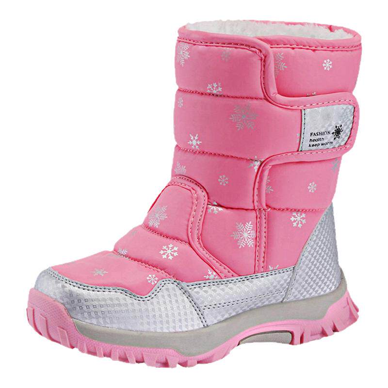 女童长筒加绒防水防滑雪地靴