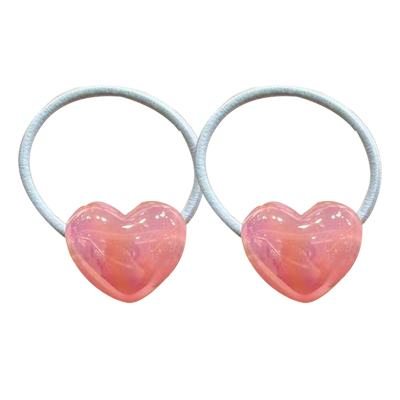 韩国bebeprince儿童发饰甜美可爱撞色爱心发圈女童皮筋不伤发头绳