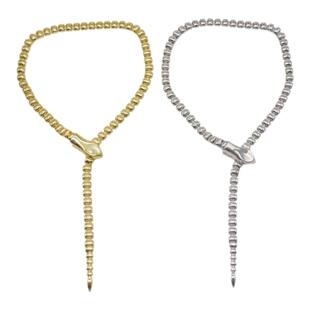 金属choker项圈项链金银蛇形流苏小众个性设计可调节蛇骨项链女