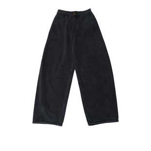 远家 加绒牛仔裤宽松直筒厚实长裤 百搭休闲阔腿裤子 冬新F-158限