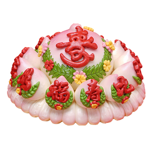 90大寿寿桃花糕中式花馍老人生日过寿88岁花饽饽蛋糕99祝寿宴馒头
