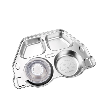 不锈钢儿童分格餐盘带盖家用